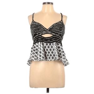 Anthropologie‎ Large sleeveless cut out top black white size NWT MSRP $140